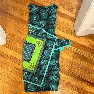 Chiara Boni Green and Blue Floral Midi Dress